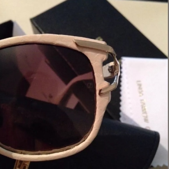 Linda Farrow Luxe Ivory Snakeskin Leather Brand New Luxury Sunglasses ? $995 main image 4